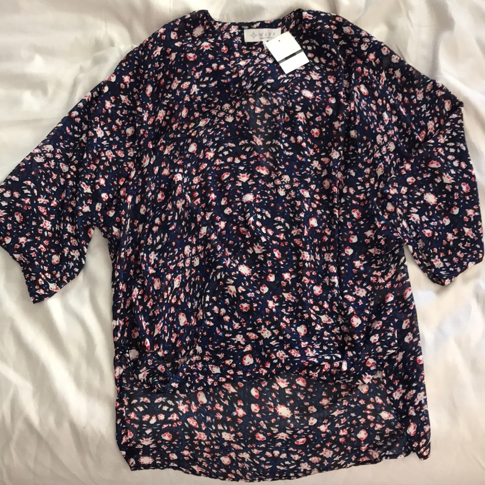 ✨NWT! WAYF Hi-Lo Faux Wrap Semi-Sheer Top